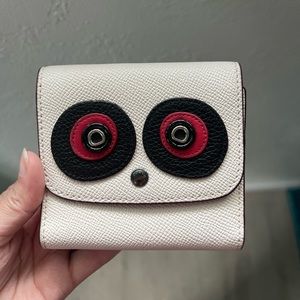 EUC Coach Bear Card Pouch Chalk F22776 Panda Bear Wallet